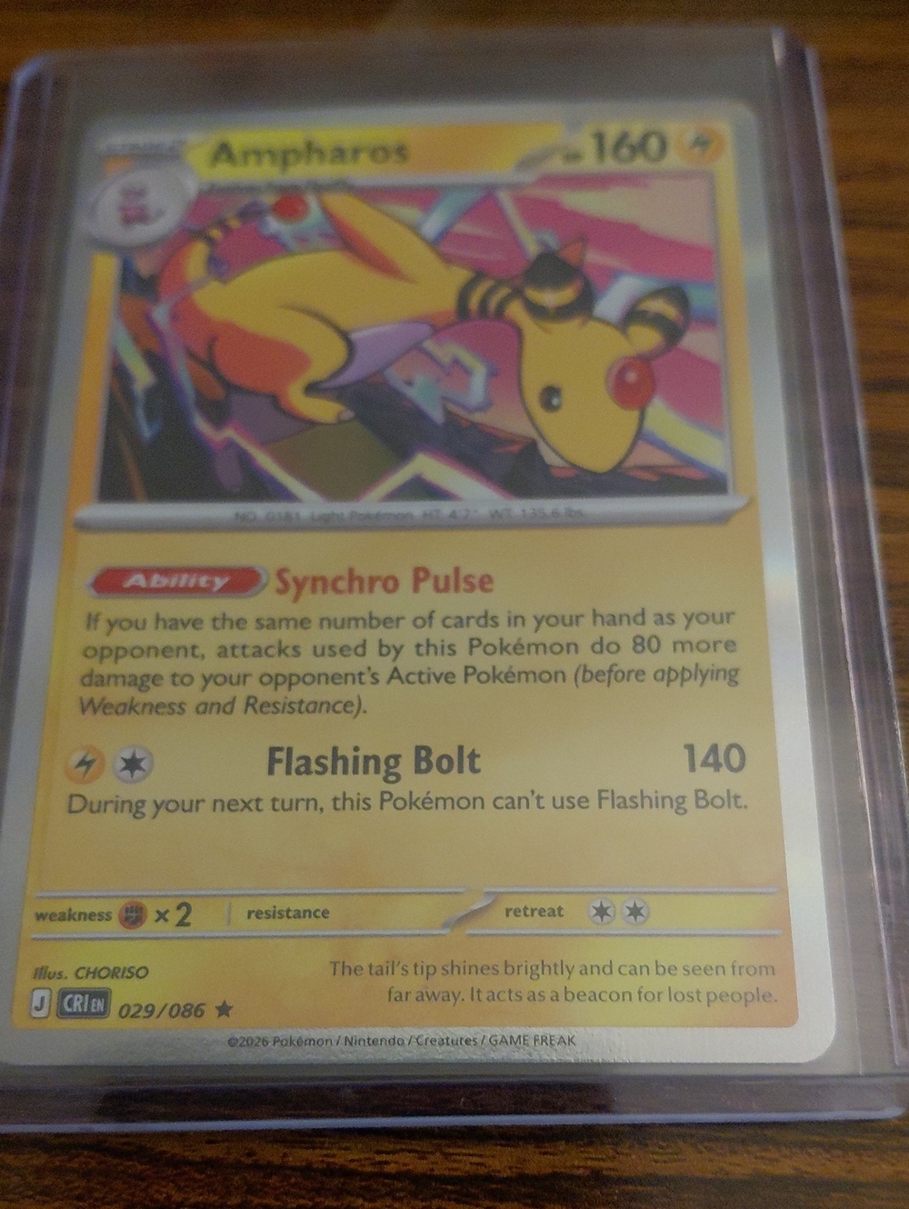 Ampharos Pokémon Card — Yellow & Pink Artwork
